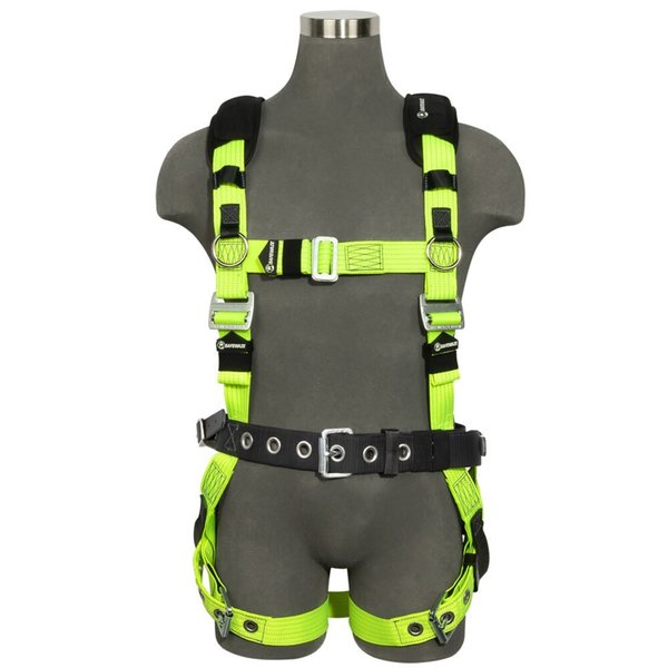 Safewaze Reflective Full Body Harness: 1D, MB Chest, TB legs, Mining belt, 2X 021-1814